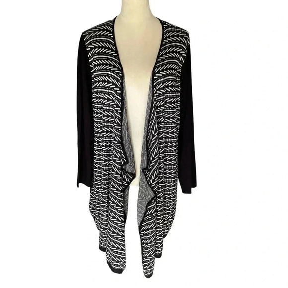 Catherines Soft Drape Jacquard Asymmetrical Knit Cardigan Sweater Women Size 2X - Picture 3 of 6
